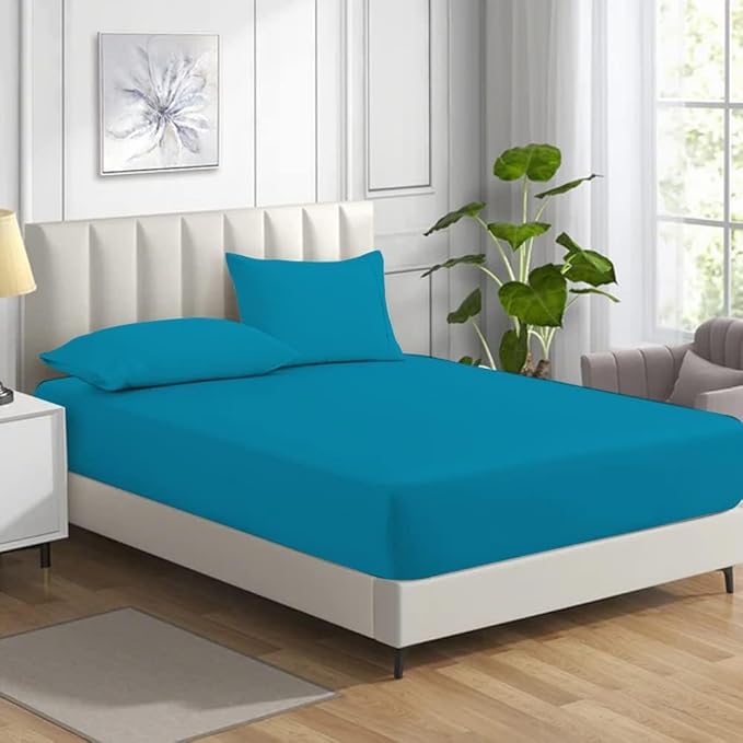 Night Zone Fitted Bed Sheet Non Iron Polycotton Soft Easy Care Percale 25cm Deep Pocket Fitted Sheet (King, Teal) - Image 4